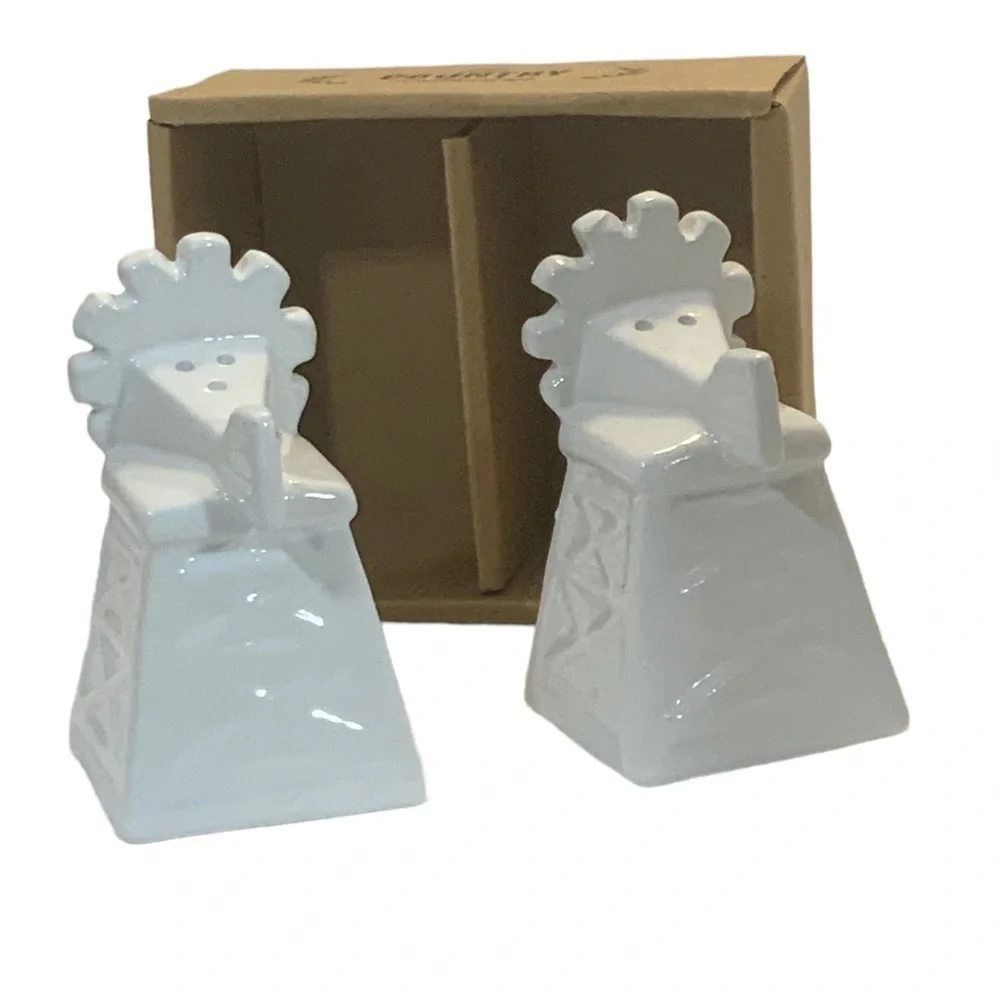 Farmhouse Windmill Salt and Pepper Shaker Set Ceramic Classic White